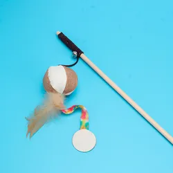 Cheap Cute Cat Interactive Teaser Toy With Bell Funny Cat Toys Interactive Teaser