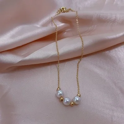 
Korea popular necklace stainless steel gold plated necklace ladies pearl necklace jewelry wholesale 