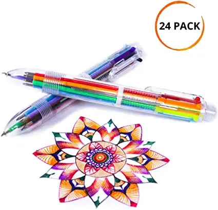 Hot sell Multicolor Ballpoint Pens 6-in-1 Retractable Ballpoint Pens 6 Color 0.5 mm Shuttle Pens