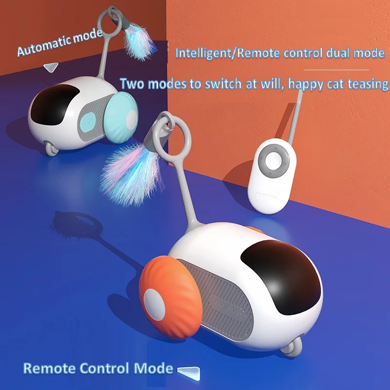 Wholesale Smart Electric Remote Control Electric Smart Cat Toy interact teaser rotate cat toy with feathers