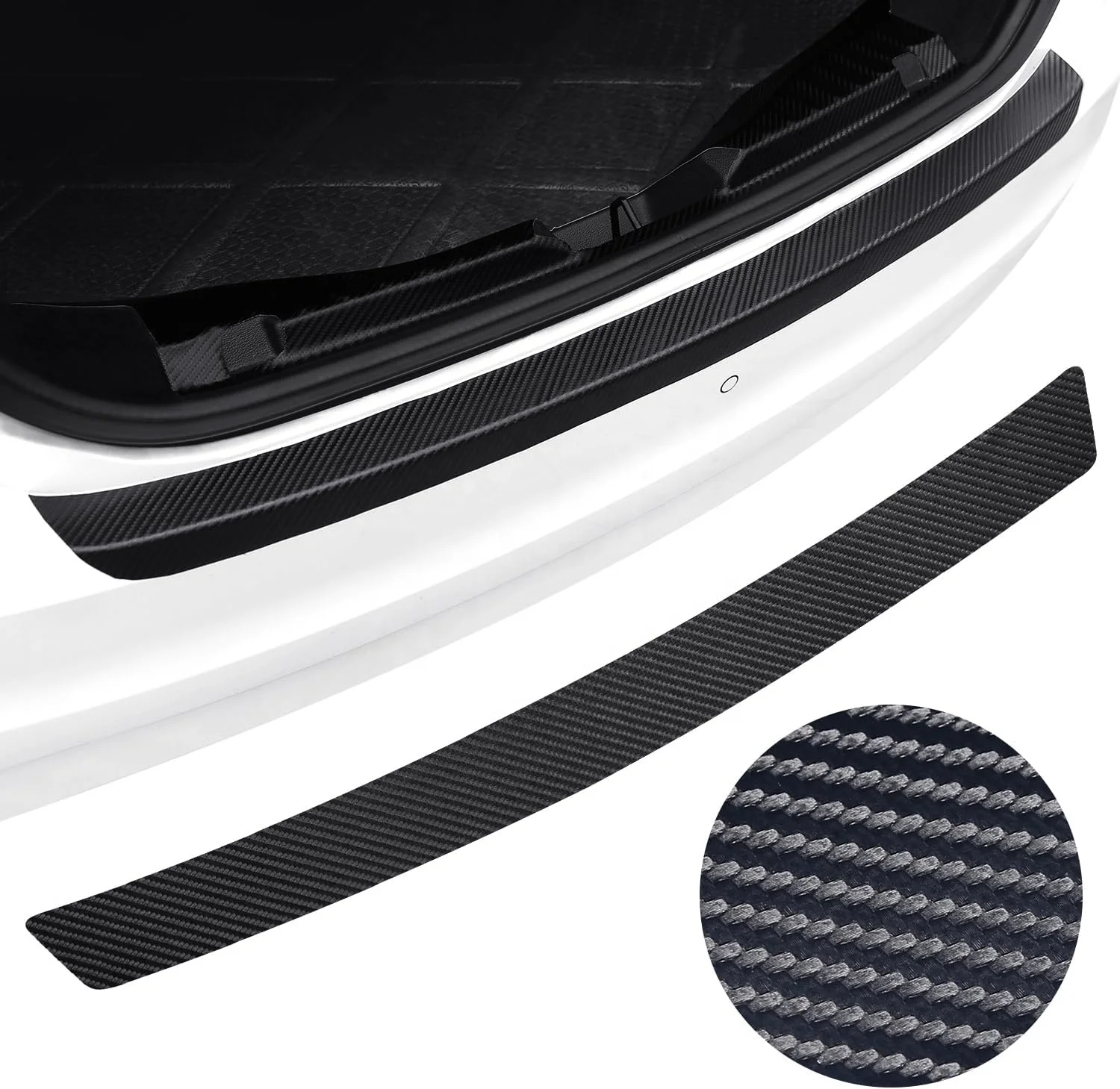Factory Custom Logo Universal Carbon Fiber Leather Car Rear Tail Trunk Trim Protector Strips