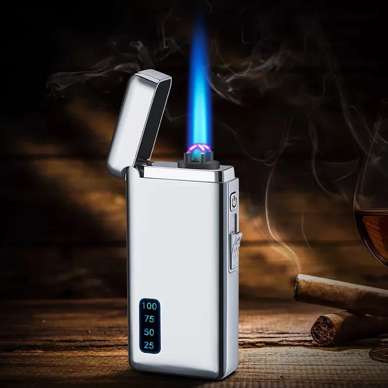 New Arrival 2 in 1 Jet Torch Cigar Lighters Custom Logo Recycle Filling USB Plasma Lighter Gas
