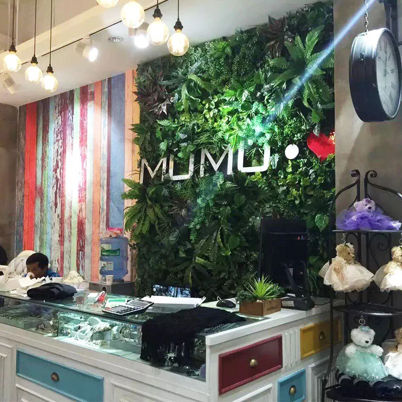 
Customized grass wall backdrop greenery panel wall artificial fence cheap price plastic vertical green wall 