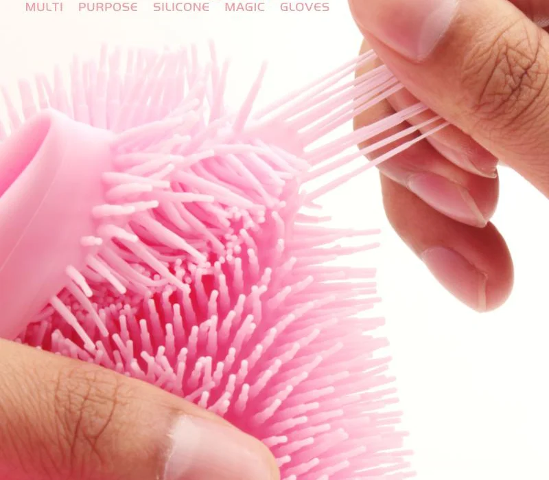 100% Food Grade Silicone Gloves With Wash Scrubber Multi-purpose Kitchen Cleaning Gloves