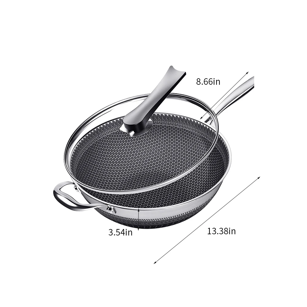 Wholesale stainless steel honeycomb frying pan non stick