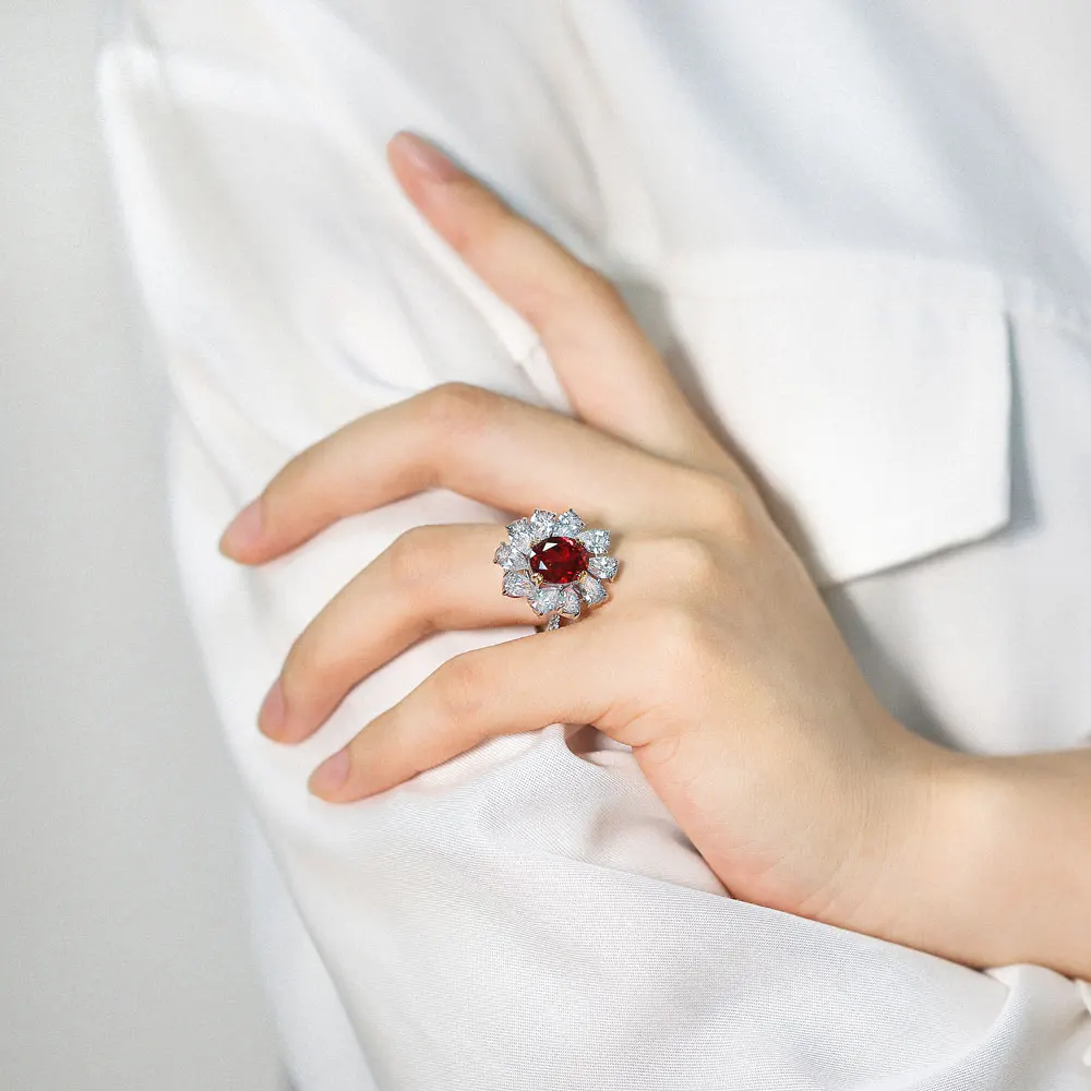 SKA Jewelry Factory Stock Women Ring Engagement Party 925 Sterling Silver High Carbon Dril Color Stone Ring