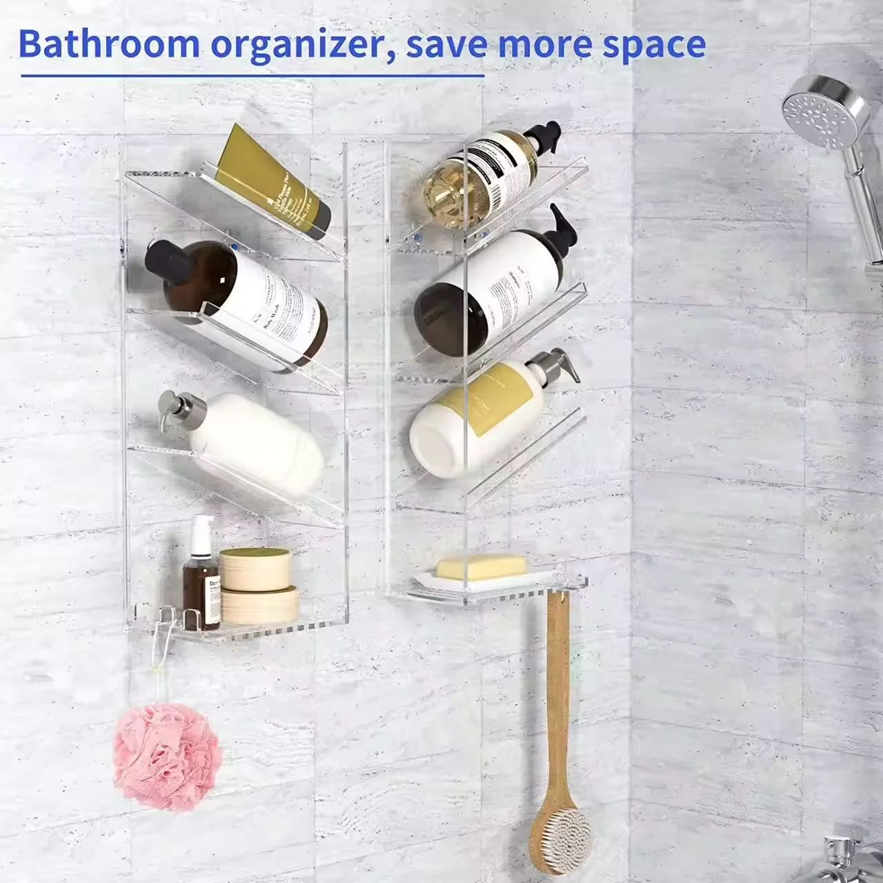 Acrylic Floating Wall Display Shelves clear acrylic bathroom shower caddy organizer lucite shampoo display holder shelf