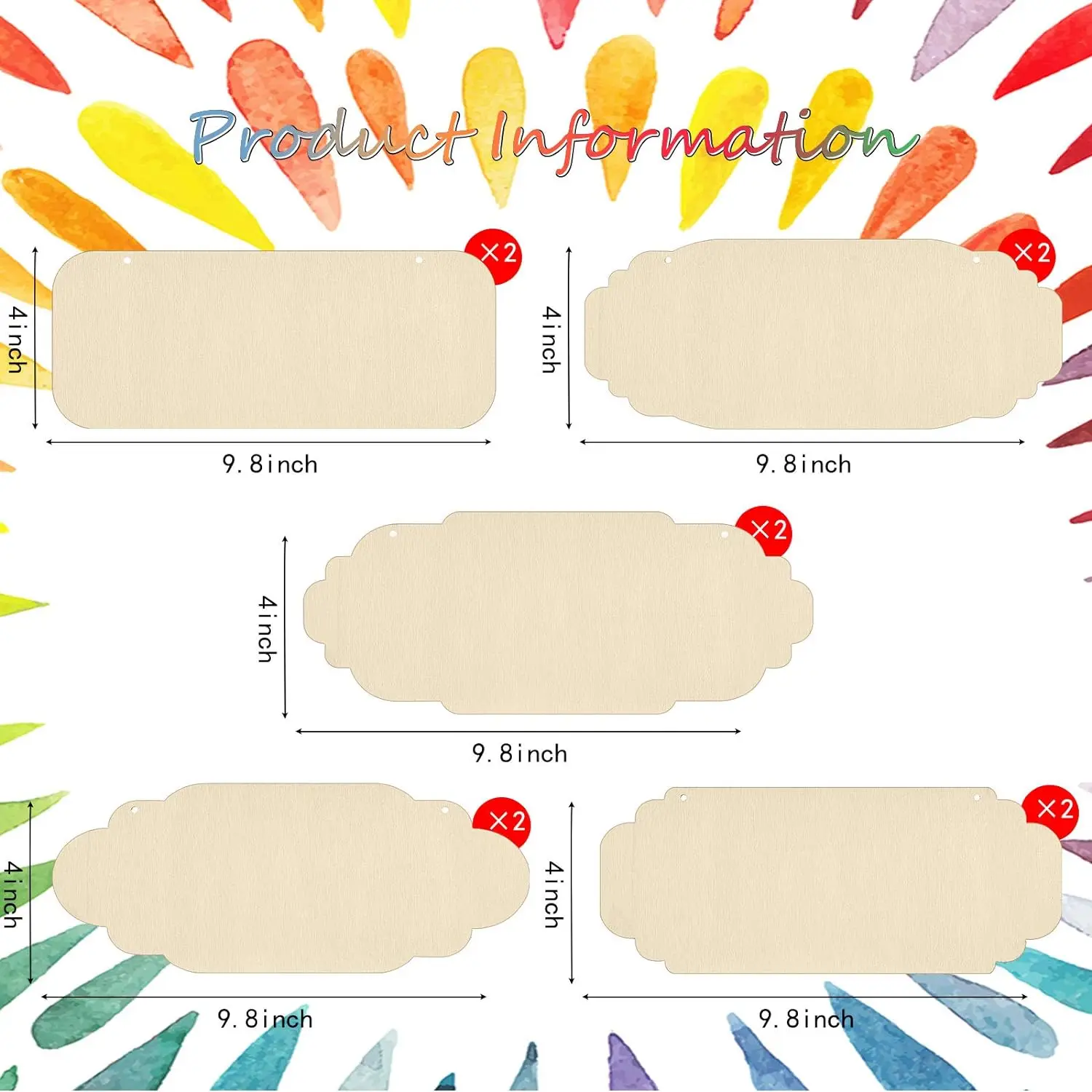 10 Pieces Unfinished Hanging Wood Sign Hanging Decorative Rectangle Hanging Wooden Blank Sign with Ropes for Diy Craft