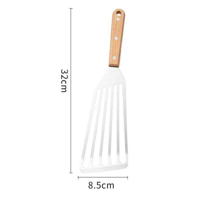 Лопатка для рыбы с деревянной ручкой, серебристая лопатка 6,5 дюйма, лопатка для рыбы с ручкой из АБС