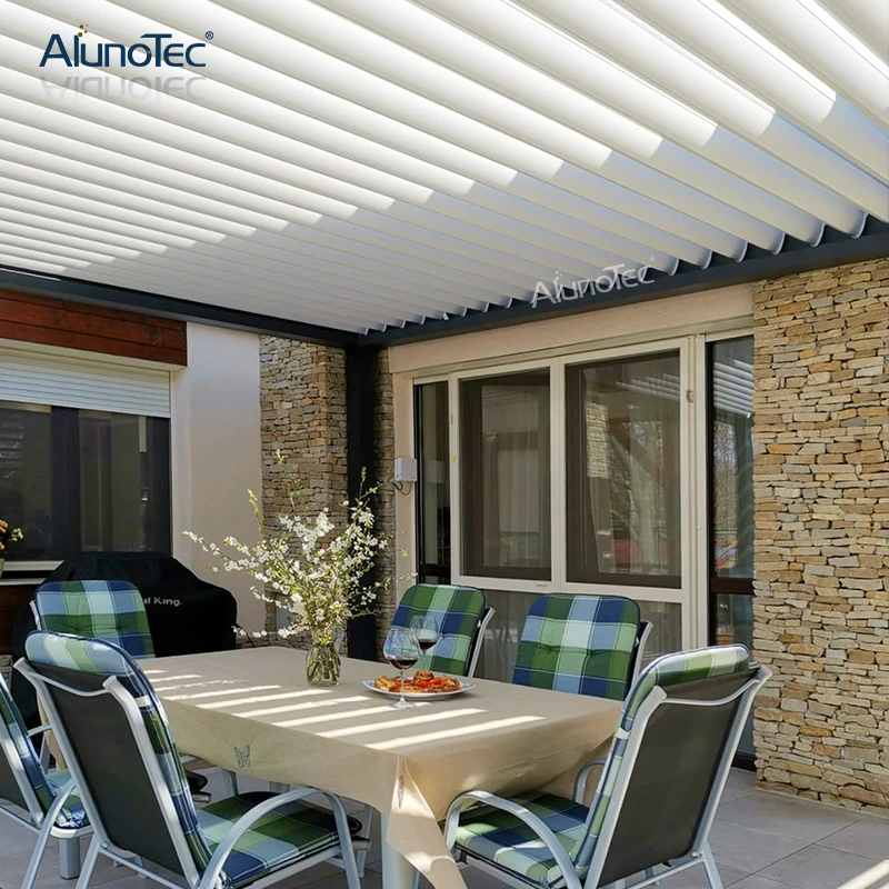 
AlunoTec Bioclimatique Electric Roof Louver Metal Framed Pergola 