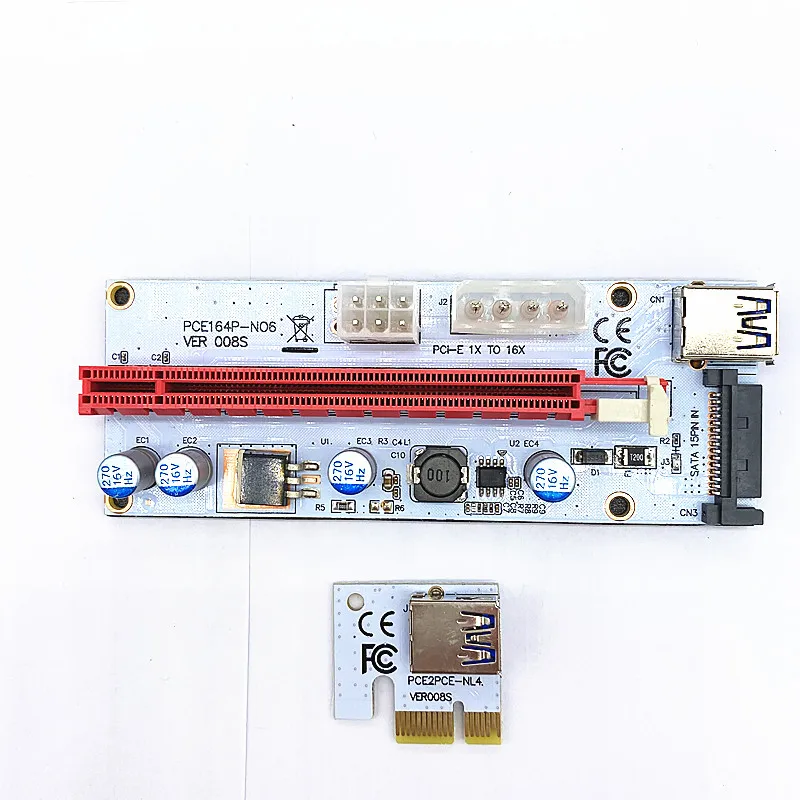 VER008S PCI-E Riser Card Whiteboard Three Interface PCI-E 1XTO16X Riser Card  Extension Cable Three-port power supply
