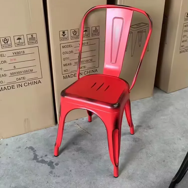 China factory made top quality stacking industrial antique vintage metal chairs for wholesale