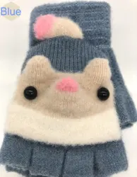 Factory directly sale half fingers with cap Cashmere winter gloves low MOQ wholesale  knit children gloves