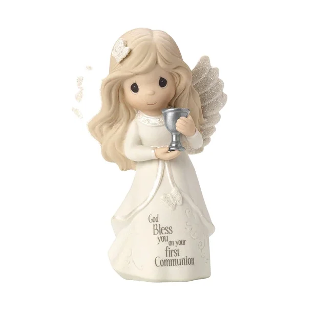 Lovely resin white girl angel statue figurine for home church decor
