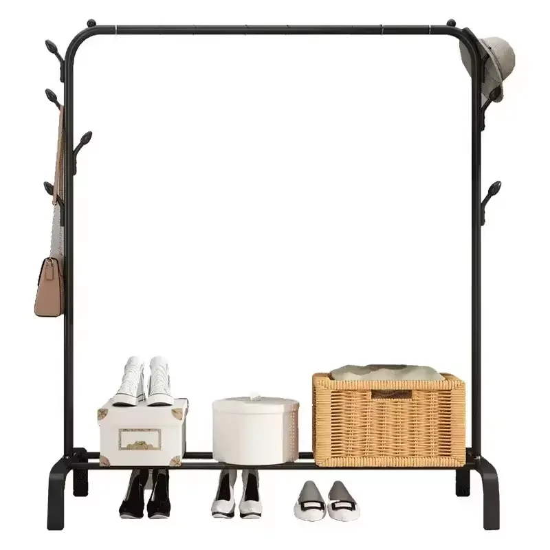Stand Coat Rack Free Standing Home Mobile Children Entryway Metal Coat Rack With Wheel