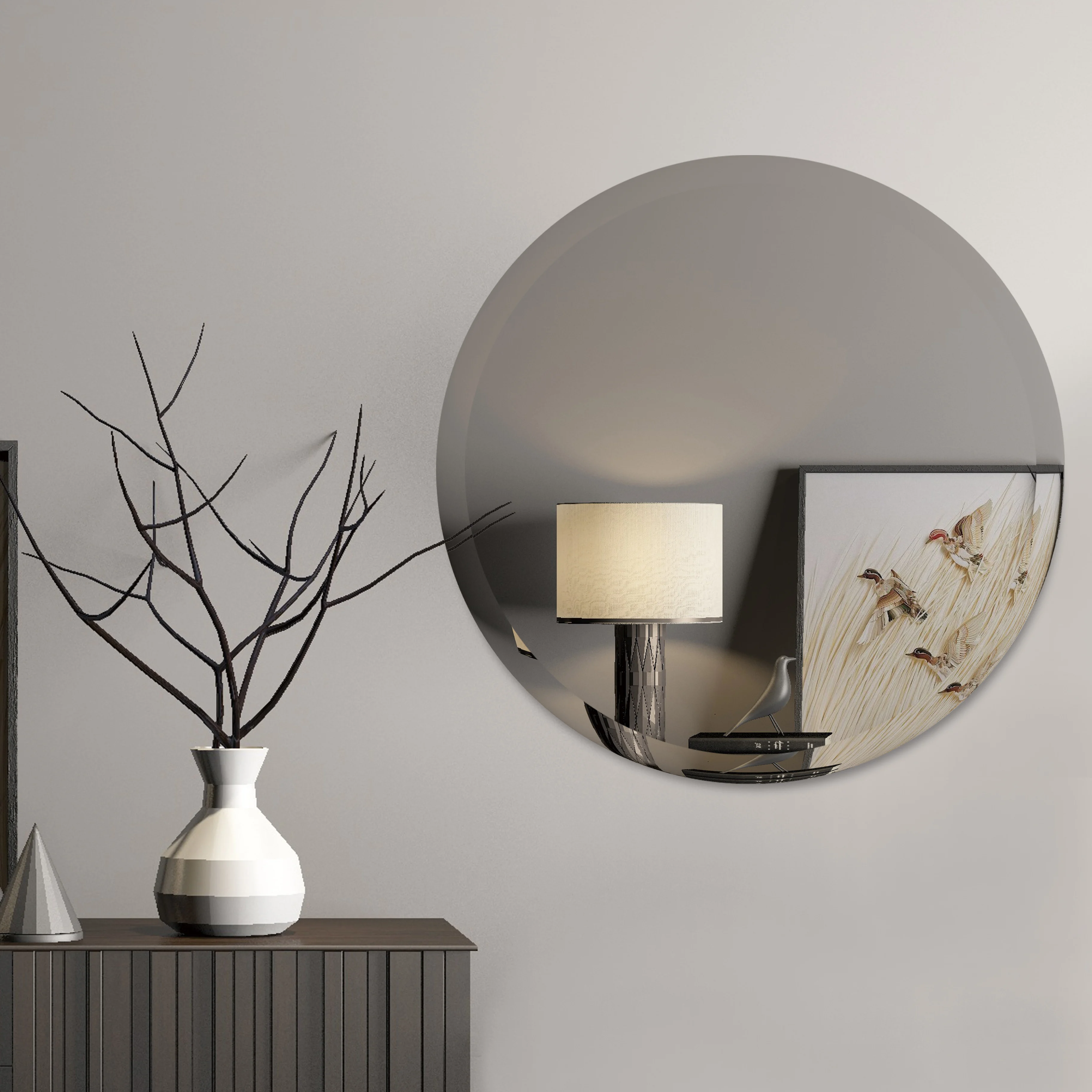 Modern Wall Mirror Deco Mirror Unframed with Beveled Edge/polished Decorative Art Glass Wooden Crate Support Customer Size SINOY