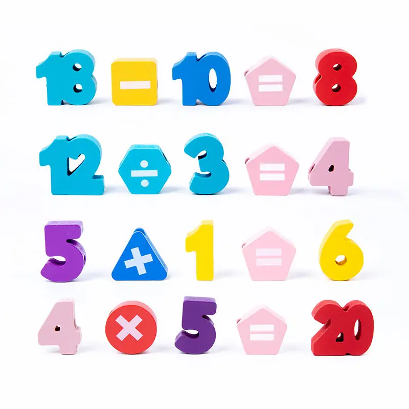 Intelligent Wooden Letter Threading Bead Toy Kids Educational Building Block Set Arabic English Russian Digital Calculating