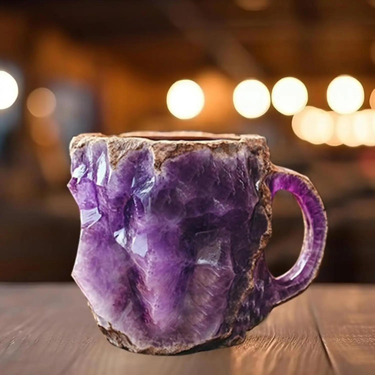 New Treading Mineral Crystal Coffee Mug Natural Crystal Mineral Coffee Mug with Handle Imitation Mineral Crystal Resin Water Cup
