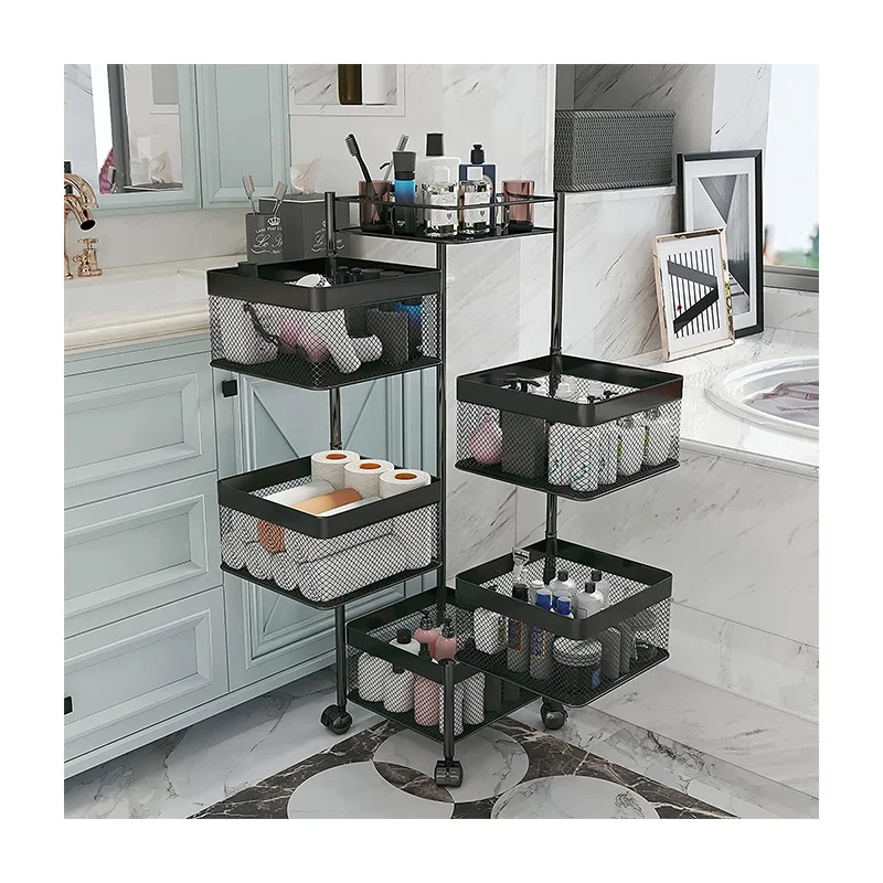 Rotating Vegetable Racks Kitchen Floor Multi-layer Household Square Fruit And Vegetable Basket Storage Rack