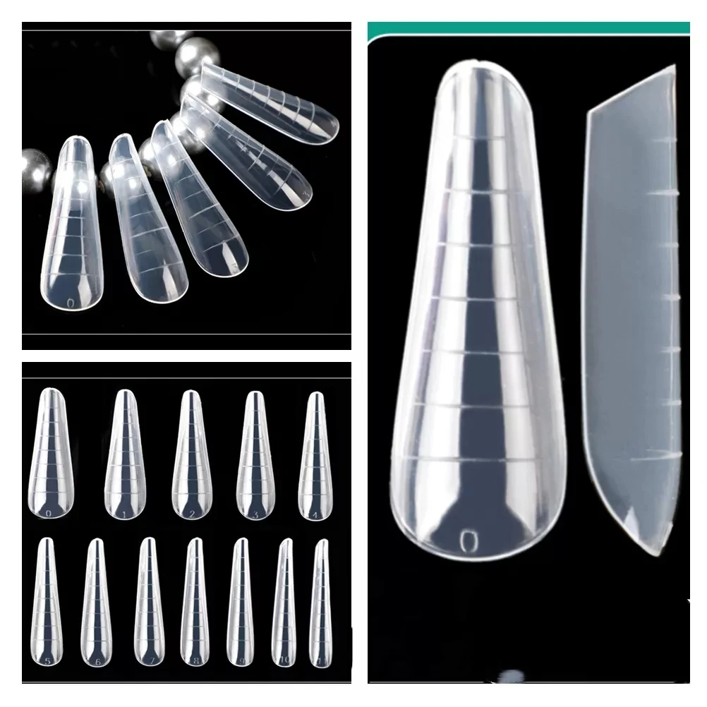 Yimart 120pcs Nail Dual Forms Nail Extension System for Poly Nail Gel Mold Clear Full Cover False Tips Acrylic