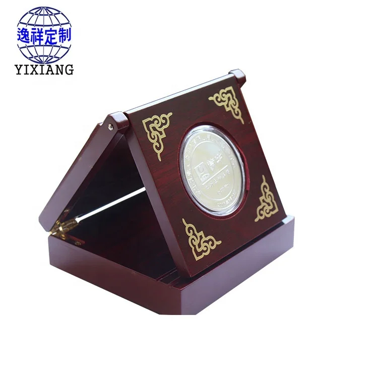 Coin Maker Custom Cheap Die Cast Silver Souvenir Coin With Wooden Box