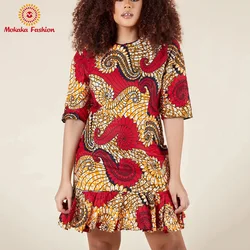 New fashion summer african dress ankara dresses print  mini dresses clothing High Quality