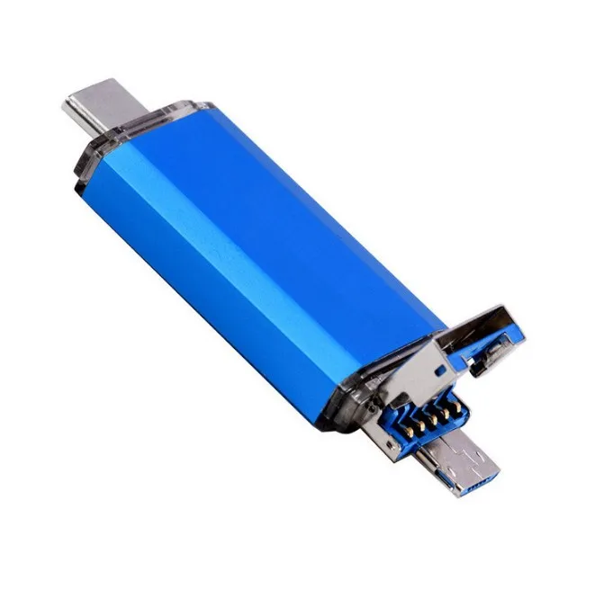 High quality 3 in 1 OTG Type C  Metal Usb flash drive Custom OEM logo USB 3.0 64GB 128GB pen drive metal USB flash sticks