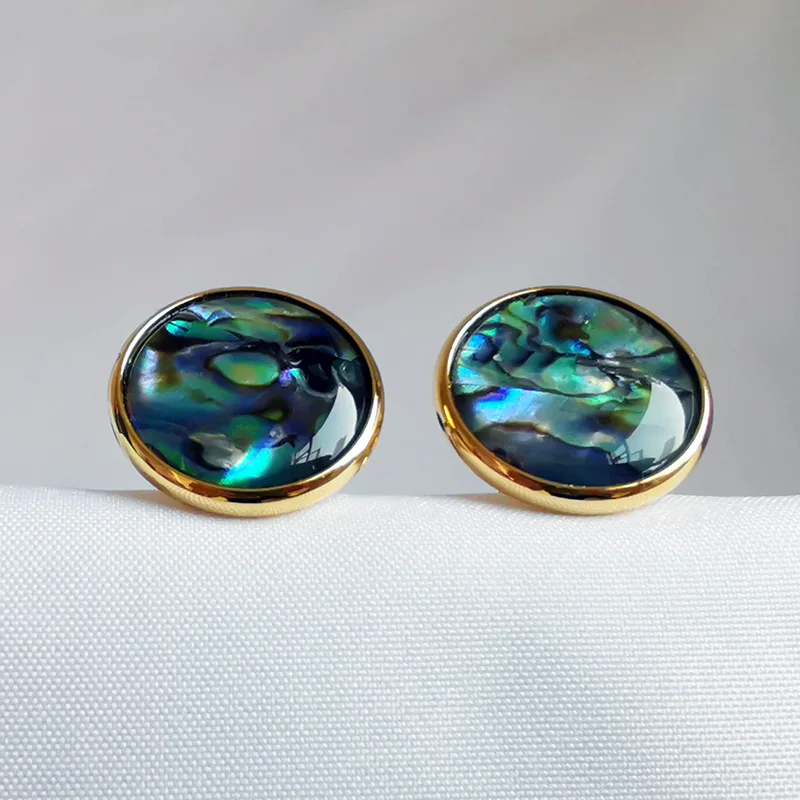 Wholesale Natural Abalone Shell Mother of Pearl Luxury Stone Cuff links Custom Business Suit Shirt Wedding Tuxedo Gift Cufflinks