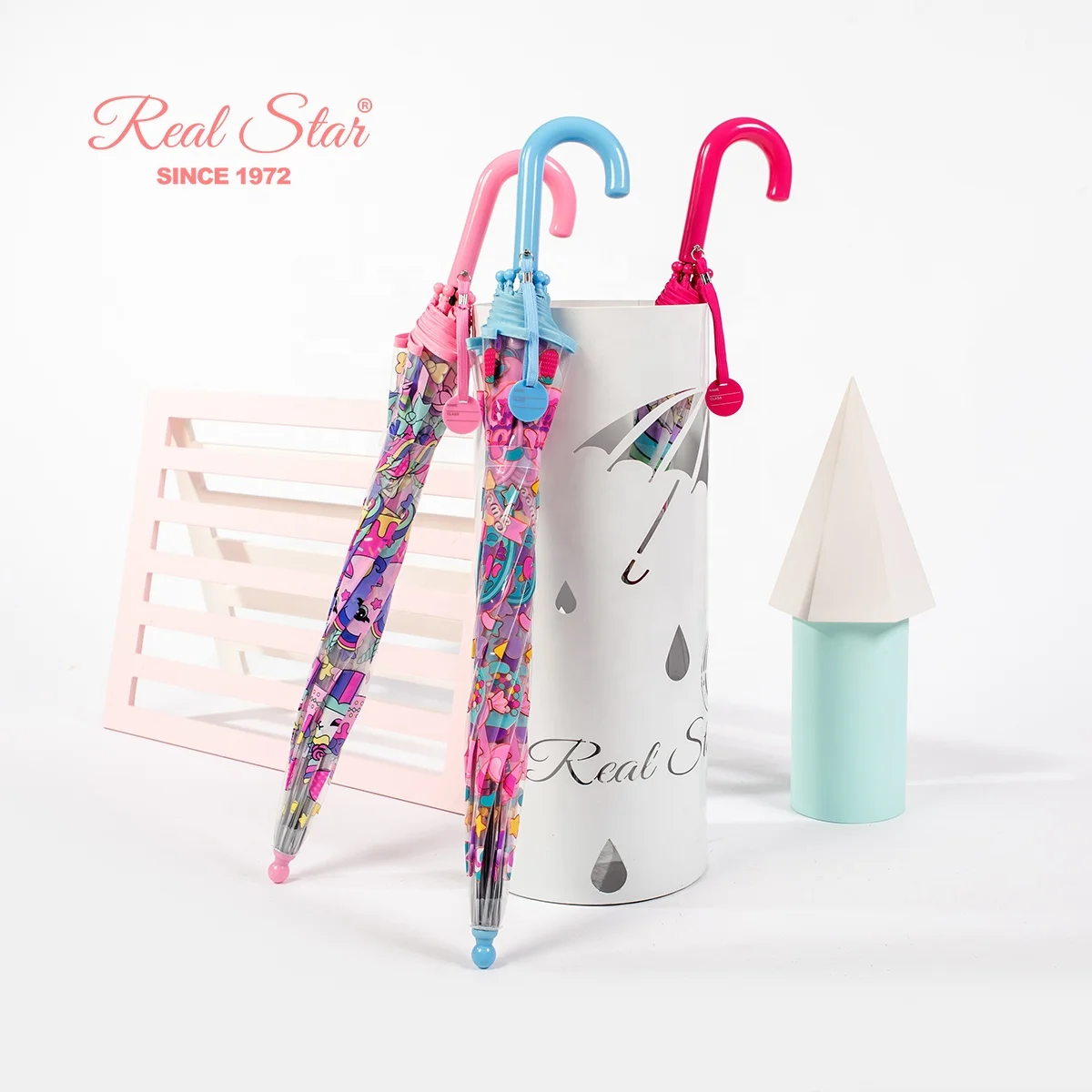 RST Гуанчжоу оптовая продажа Детский дешевый зонтик новый купол 19 дюймов маленький размер прозрачный зонт с единорогом