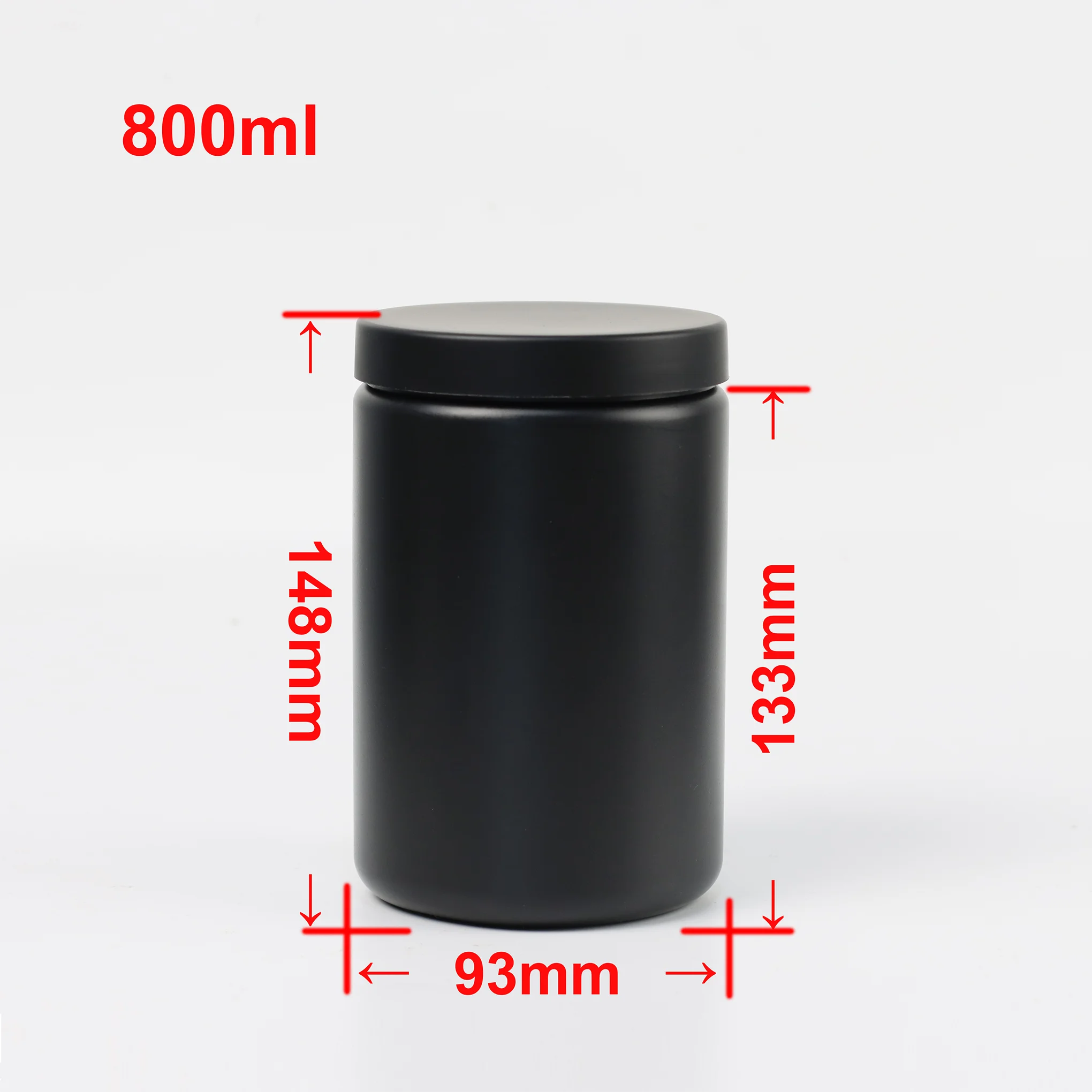 500ml 600ml 800ml 1000ml Black Hdpe Plastic Bottles Jar For Protein Powder Packaging Plastic Jars Container