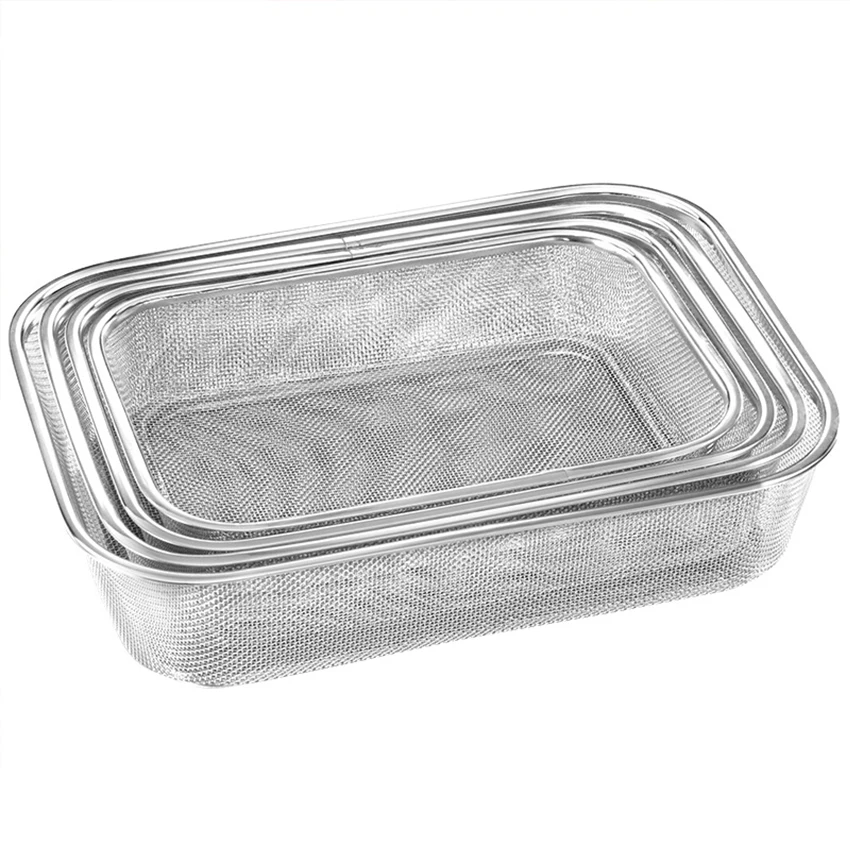 Modern Custom Stainless Steel Food Grade Vegetables And Fruit Drain Strainer Basket Sink Sieve Mesh Strainer