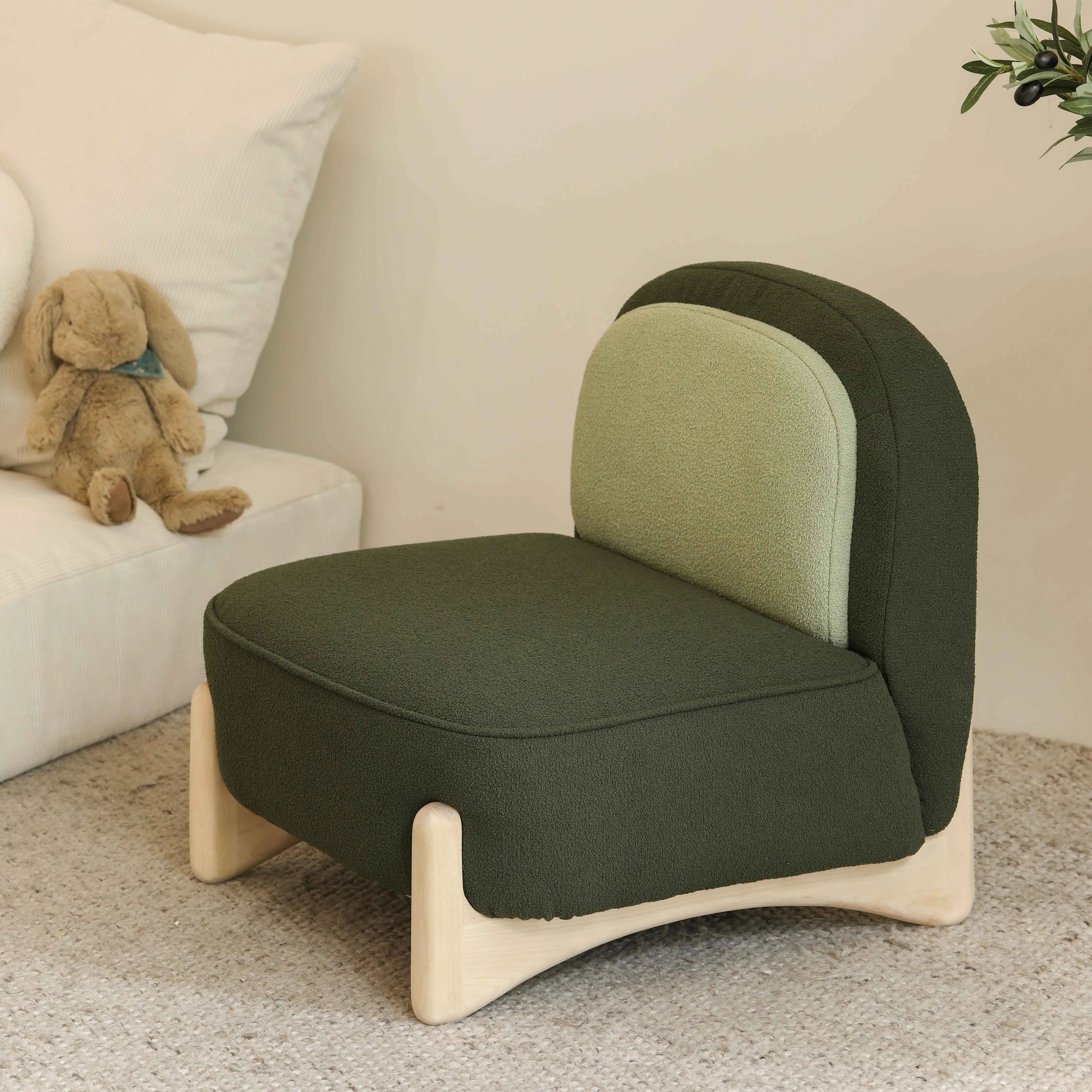 OKTOTA living room furniture kids one seat leisure sofa maple solid wood frame baby sofa chair