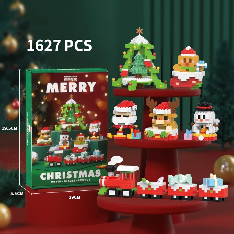 W1410 Christmas tree santa claus train Decoration diamond particles Building Block Plastic Toy gift for kids girls boys