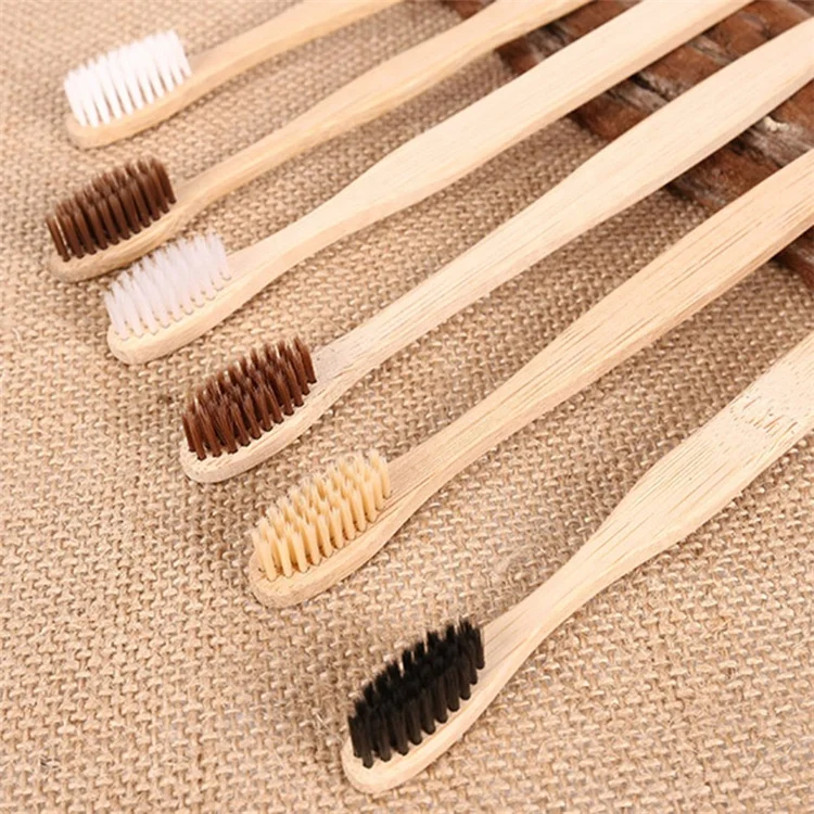 Free Sample Wholesale natural wooden bamboo charcoal bristle toothbrush