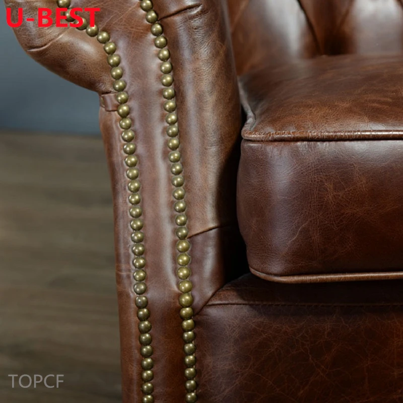 U-Best Leather Chair Living Room Lounge Armchair With Footstool Home Reclining Sofa Chair American Sofa Furniture