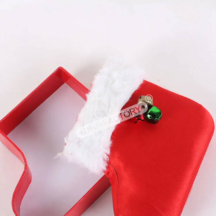 Custom Empty Red Santa Snowman Christmas Stockings Socks Shape Decoration Chocolate Candy Sweets Gift Cardboard Boxes Packaging