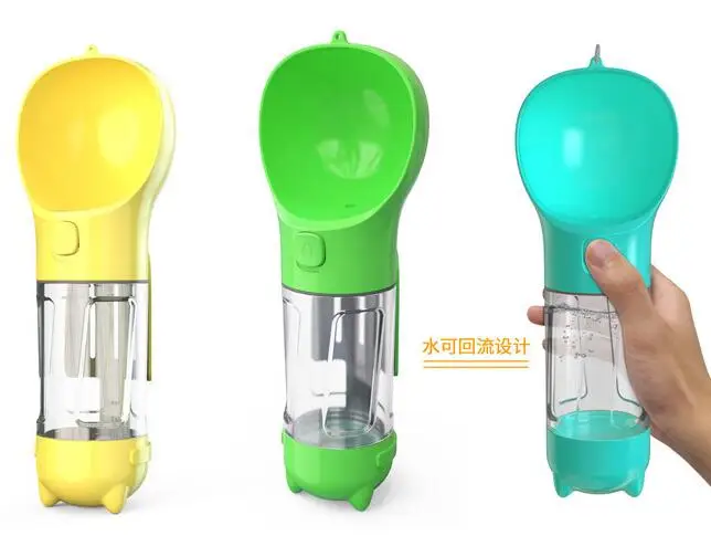 С рисунком собачки и котика бутылка для воды 330 мл для прогулок на открытом воздухе питьевой воды и кормления Диспенсер 2 в 1 собака воды птицы с мешок корма