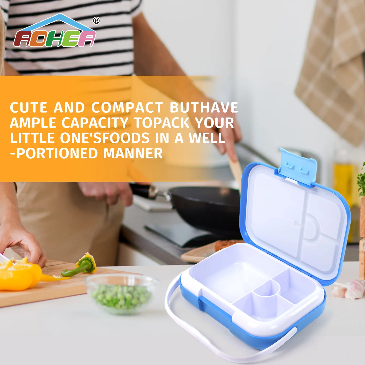 Hot Supplier Eco Friendly 4 Compartment Kid Pp Plastic Food Storage Container Child Lunch Bento Box