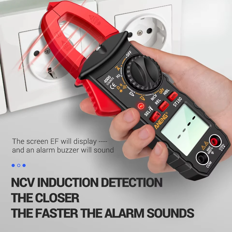 ST180 4000 Counts Digital Clamp Meter AC Current Multimeter Ammeter Voltage Tester Car Amp Hz Capacitance NCV Ohm Tool