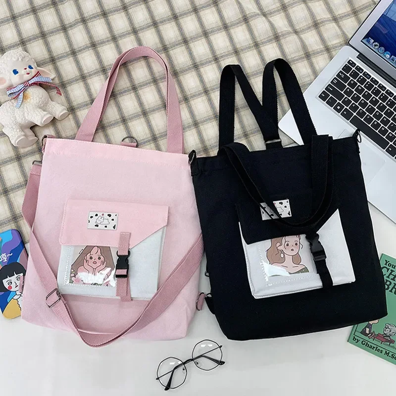 Hot Selling Fashion Shoulder Crossbody Zipper Cotton Canvas Tote Bag With Pocket
