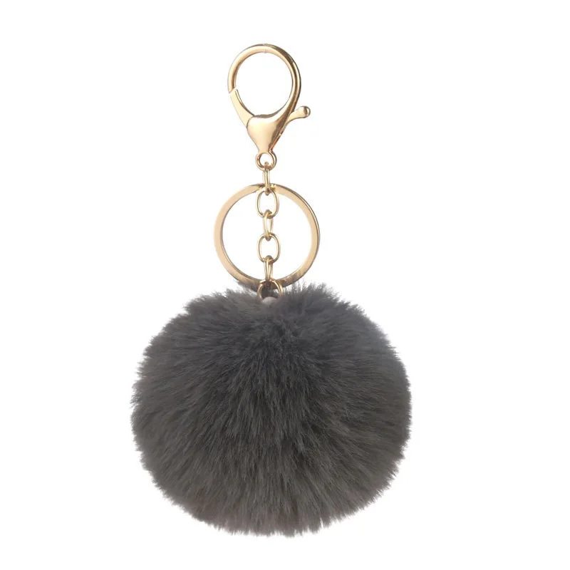 Colorful Pom Poms Keychains Faux Rabbit Fur Fluffy Ball Keyring For Car Handbag Tote Bag Pendant