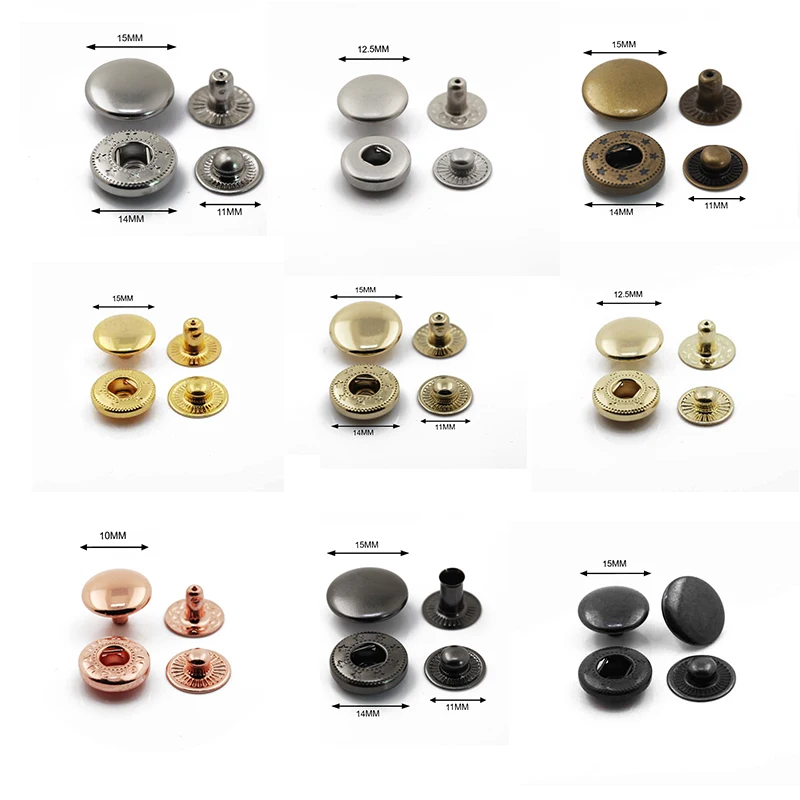 Anti Rust Buttons 10 12 15 17 20 nickel black brass custom printed press metal snaps button