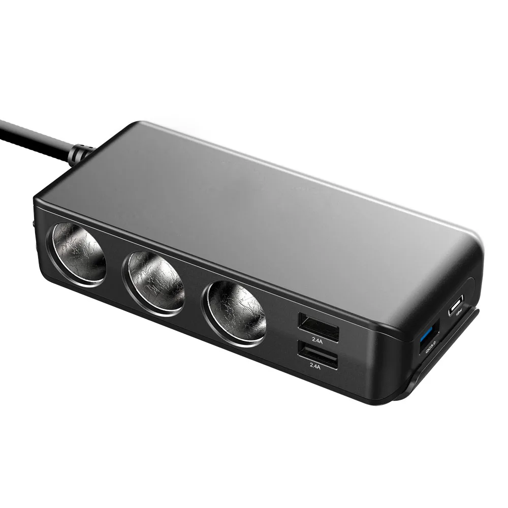 Gadget Electronic 2020 Smartphone Power Adapter DC24V 3 Way Splitter Sockets 4 USB Quick Charge Car Charger