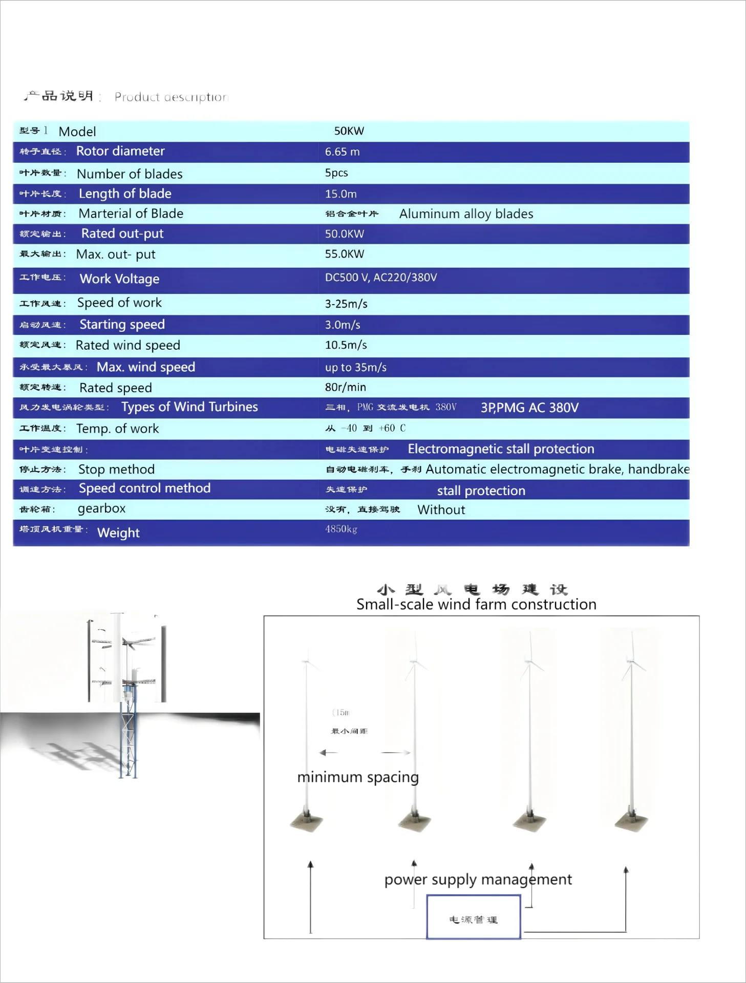 Professional 50kw Wind and Solar Hybrid Power Generation System Solar Turbine Wind Power Supply