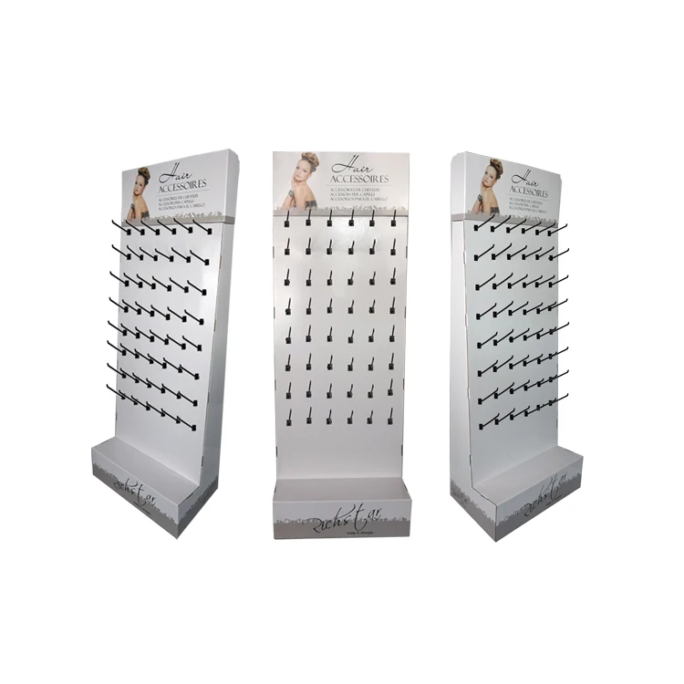 Custom Retail Hanging Floor Hook Display Rack Cardboard Display Stand With Peg Hook