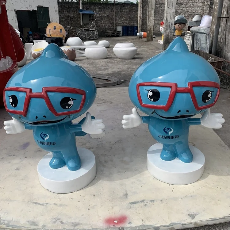 Fiberglass glasses cartoon An optical store greeting dragon cartoon Resin crafts custom factory  Outdoor animal model landscape