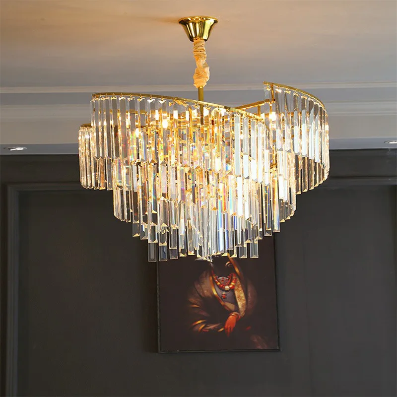 Restaurant Minimalist Luxury Home Lamp Dining Room Fixture Crystal Pendants Light Chandelier Hanging Ceiling Living Contemporary
