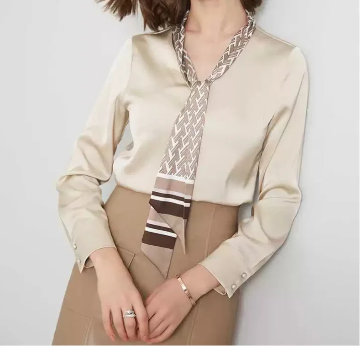 OEM ODM пользовательские женские топы модная блузка шелковая на ощупь Деловая одежда Женская Офисная рубашка женская рубашка