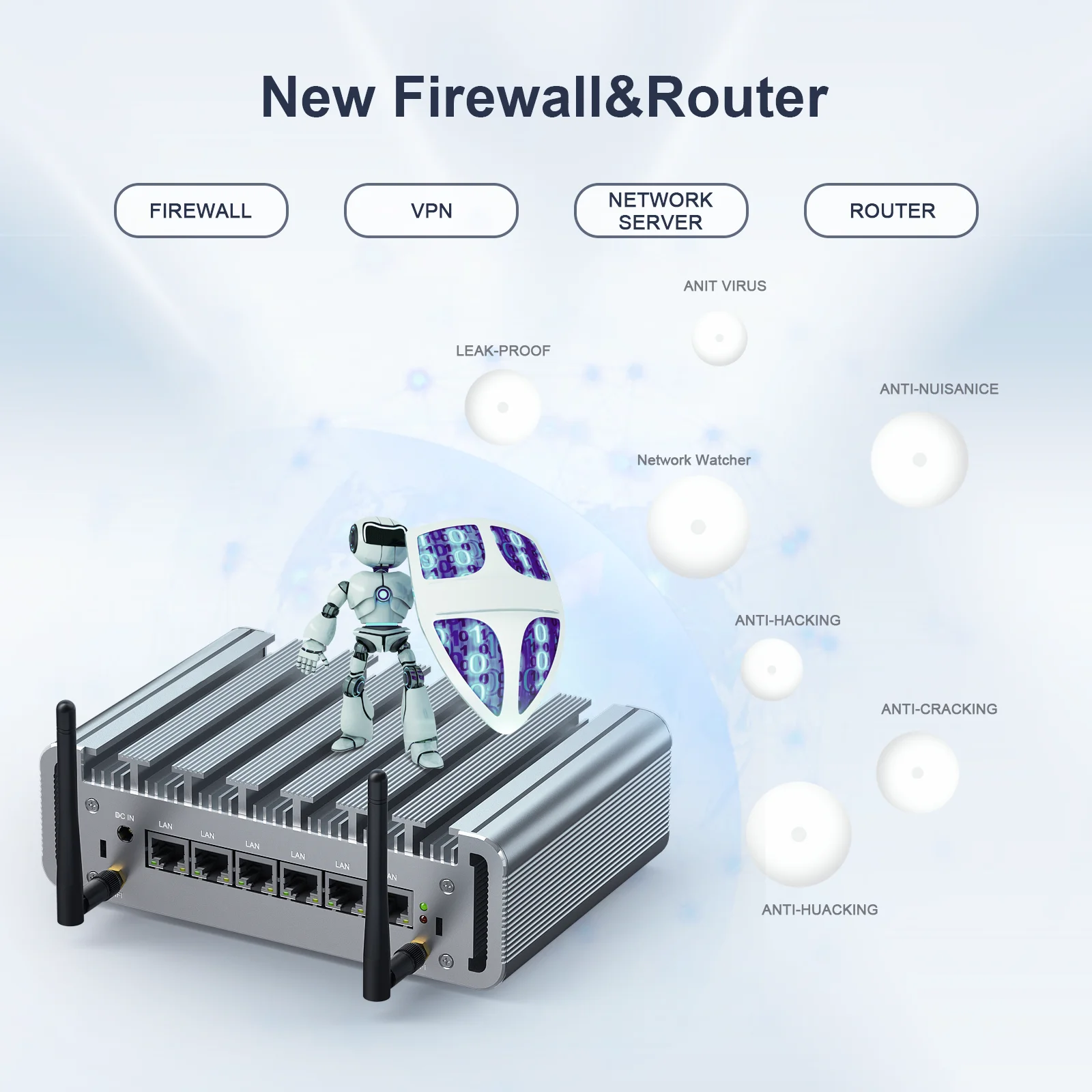 Hot Sale Fanless Computer Win10 RJ45 DDR4 6 LAN Desktop Industrial MINI Firewall PC