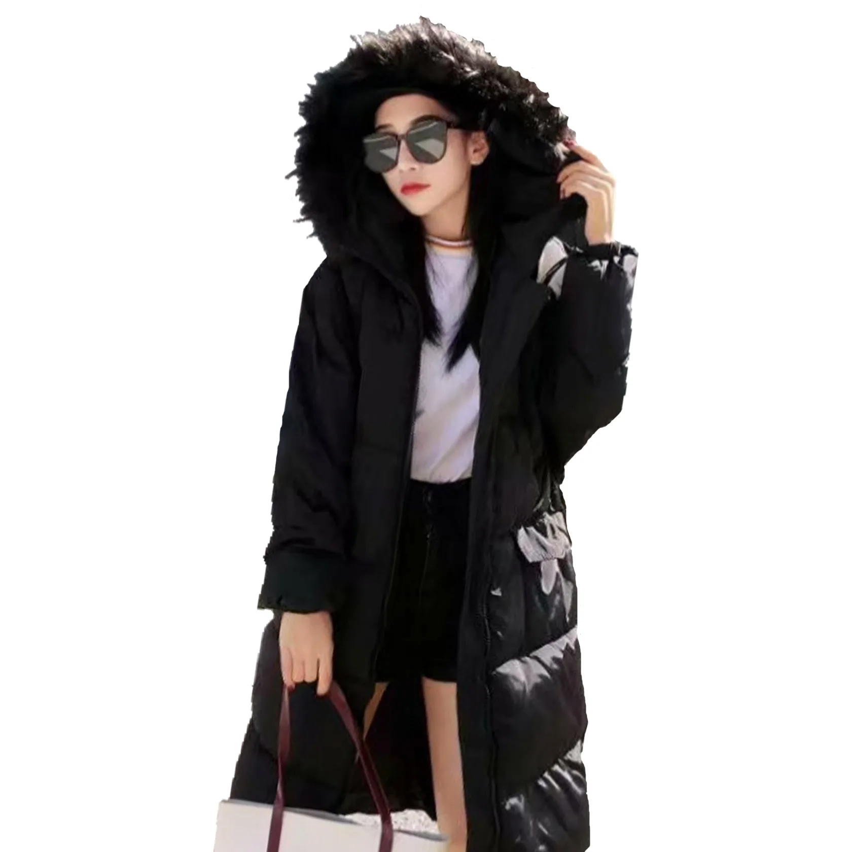 AIMINYZ Fall Wholesale New Products Coat Women Winter Jacket Woman Winter Thick Cotton-padded Jacket  In The Long Hair Collar